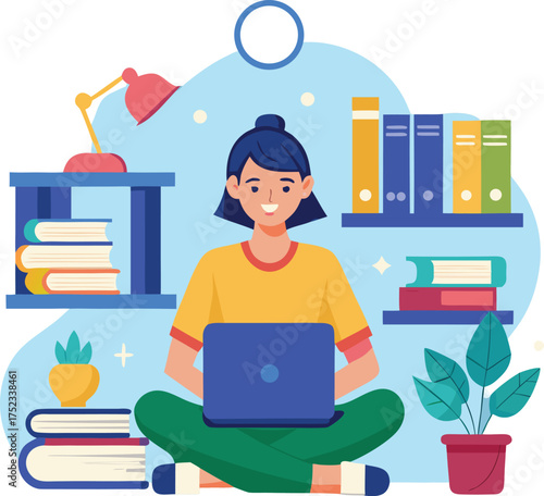Online Learning Vector Concept with Laptop and Books
