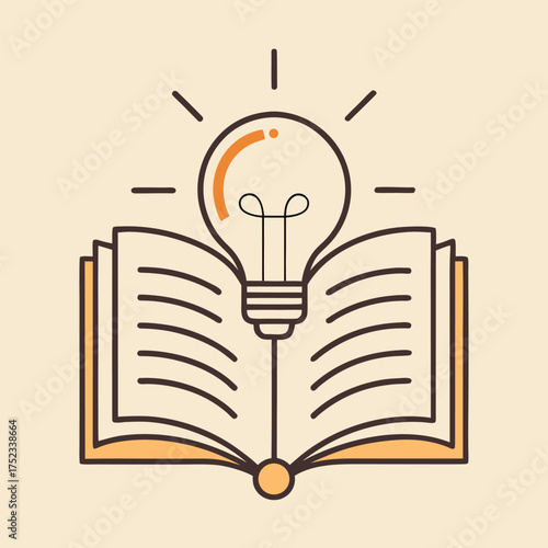 Open Book Line Art Symbolizing Knowledge and Creativity
