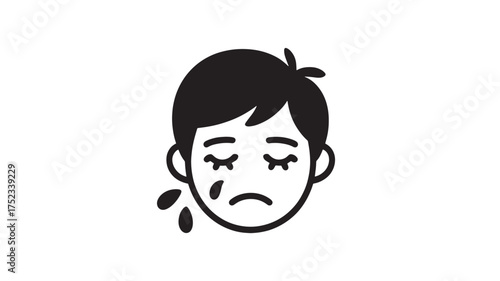 Crying face icon simple vector illustration of sad emotion isolated on white background