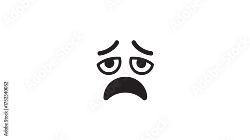 Sad face emoticon simple flat vector glyph isolated on white background for app and web design