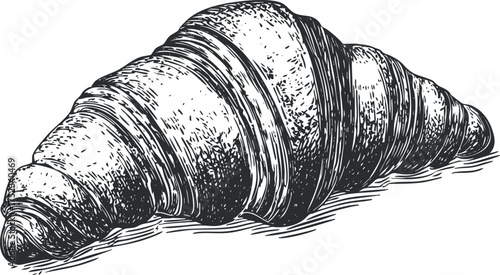Hand-drawn illustration of a classic croissant showcasing its flaky and buttery texture.