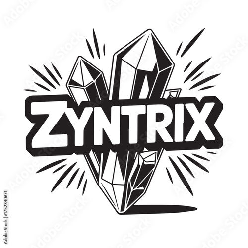 Zyntrix logo featuring crystal formations and radiating energy bursts