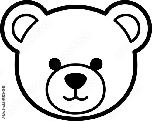 Teddy bear head silhouette. This image depicts a black silhouette of a teddy bear head, highlighting its cute and friendly features. Vector clipart illustration design