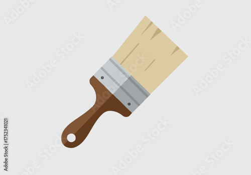 Creative artist's essential tool, a classic wooden handled paint brush ready for bringing vibrant ideas to life on canvas or wall projects.