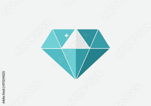 Sparkling turquoise diamond gleams with brilliant facets, symbolizing luxury, value, and precious rarity in a modern, clean presentation, perfect for finance or jewelry branding.
