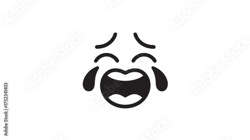 Crying face emoji icon simple flat vector design isolated on white background for social media and app design