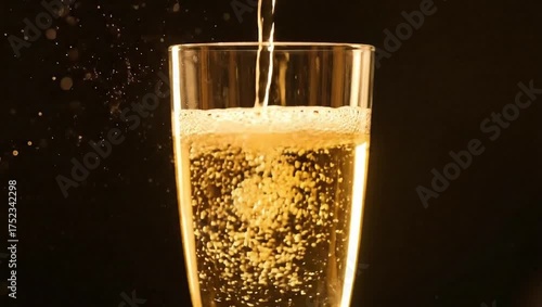 Wallpaper Mural Pouring sparkling beverage into a glass with bubbles Torontodigital.ca