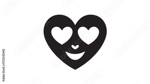 Heart face icon with heart eyes simple flat vector glyph isolated on white background for app design and web elements