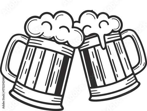 Beer mug silhouette Vector isolated on white background