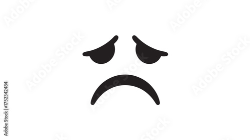 Sad face emoticon simple flat vector illustration isolated on white background for social media and user interface design