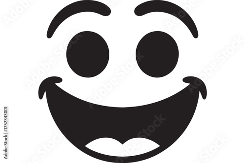 Happy face vector illustration simple black and white design isolated on white background