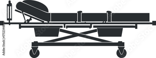 Illustration of a medical stretcher used in emergency and hospital settings for patient transport.