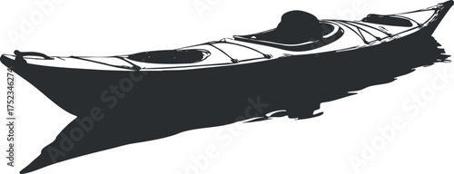 Silhouette illustration of a kayak floating on water, representing outdoor adventure and recreation.
