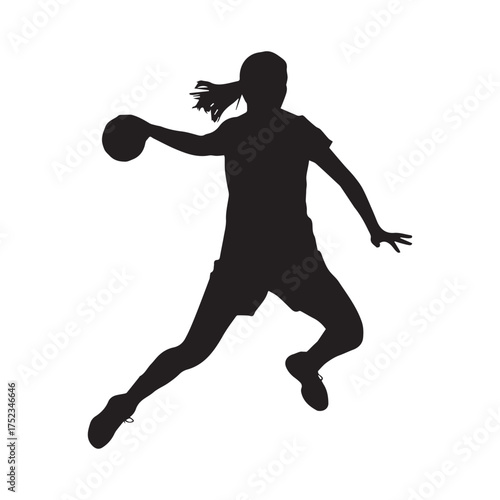Handball Player Vector Silhouette Icon in Shooting Pose