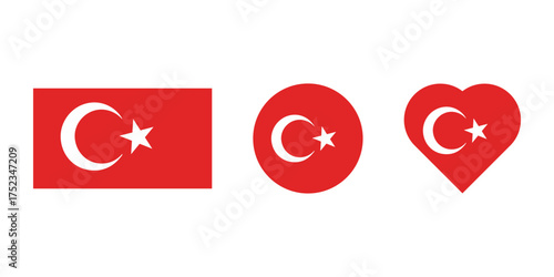 Turkey Flag Icon. Vector Illustration on White Background