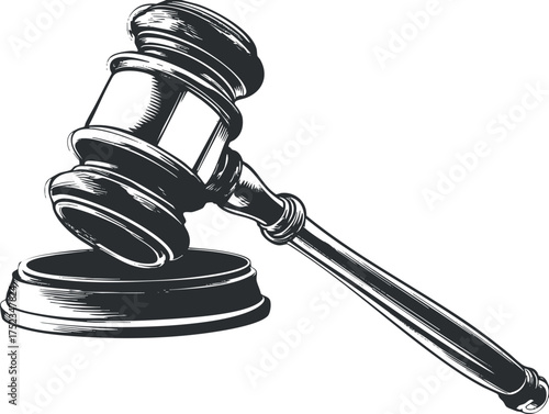 Illustration of a gavel symbolizing authority, justice, and decision-making in a legal context.