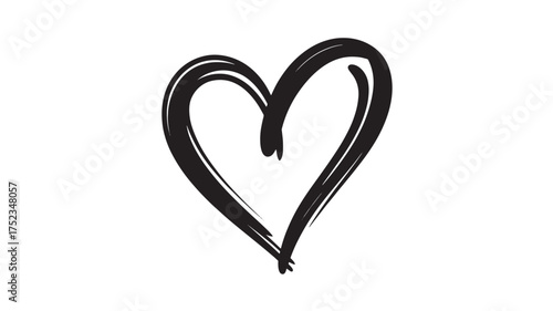 Hand drawn heart vector illustration simple brush stroke design isolated on white background for Valentines Day and love concepts