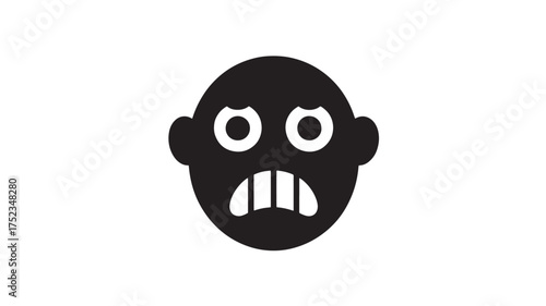 Worried face glyph icon simple black vector illustration isolated on white background for user interface design