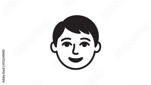 Simple face icon of a man minimalist vector illustration for user profile isolated on white background