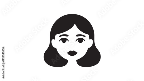 Woman avatar icon simple flat vector illustration of a female face isolated on white background for user interface design