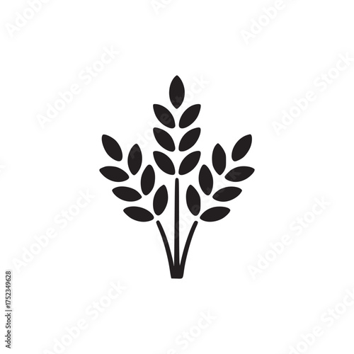 Illustration of a black wheat plant, symbolizing agriculture, harvest, and grain, ideal for designs related to food production, farming, or natural products