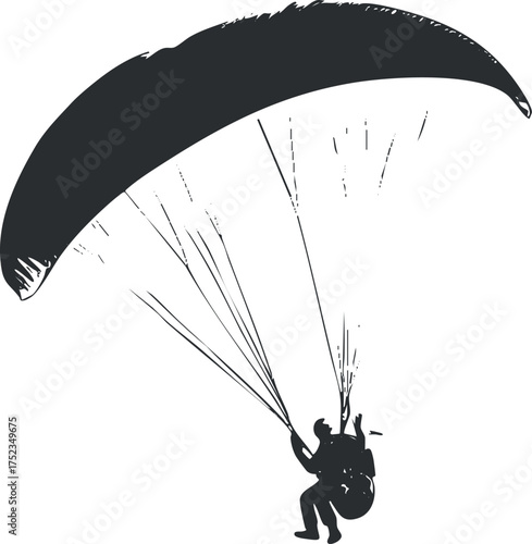 Silhouette of a paraglider in flight, showcasing the thrill of outdoor aerial adventure.