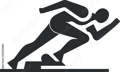 Silhouette of a sprinter at the starting block, symbolizing speed and athleticism in sports.