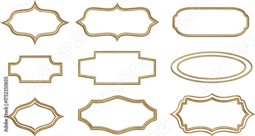 Collection of Elegant Golden Frames in Various Shapes and Designs for Decorative Purposes