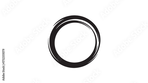 Abstract black circle brush stroke grunge style vector element isolated on white background