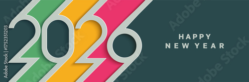 2026 New Year greeting banner with place for your text. Template design for your seasonal holiday flyers, greetings and invitations cards,congratulations,web,social media, posters. Vector illustration