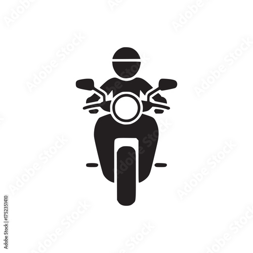 Vector art of motorcyclist icon a simple and minimalist depiction of a person riding a motorcycle, perfect for transportation, travel, and adventure themes in design projects