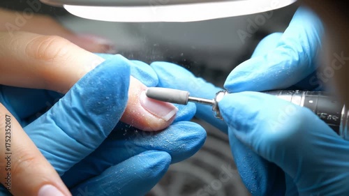 Removing Cuticle on Nail With Electric Nail File