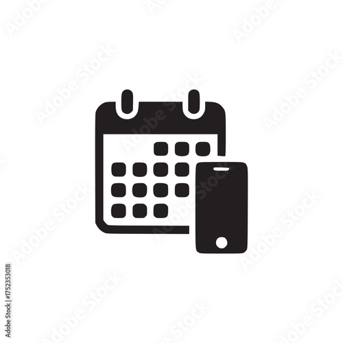 Vector art of schedule appointment on mobile phone calendar and smartphone icon time management, reminder, event, agenda, plan, date, meeting, and organization