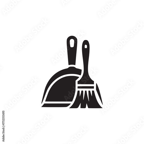 Vector art of dustpan and brush icon symbol of cleaning, sweeping, and tidiness vector illustration of a dustpan and brush for cleaning floors and surfaces