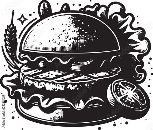 Burger with lettuce tomato and wheat sandwich food