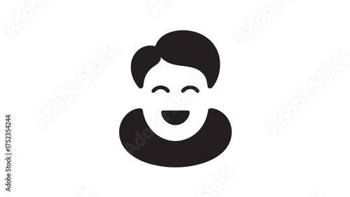Happy person icon simple glyph vector illustration isolated on white background for user interface design
