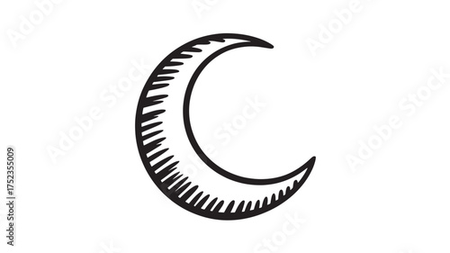 Crescent moon vector illustration simple hand-drawn sketch style isolated on white background for celestial or astrological designs