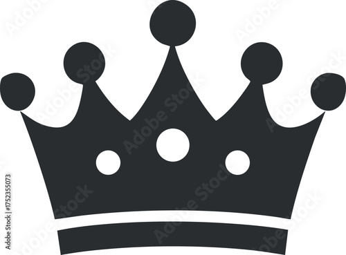 Black and white silhouette of a decorative crown, symbolizing royalty and authority.
