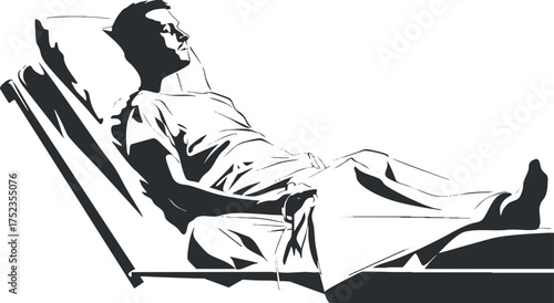 Silhouette of a patient resting in a hospital bed, symbolizing healthcare and recovery.