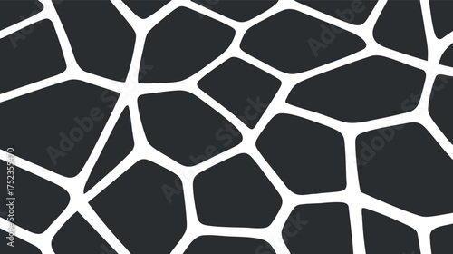 Abstract geometric black and white pattern with irregular shapes creating a modern design.