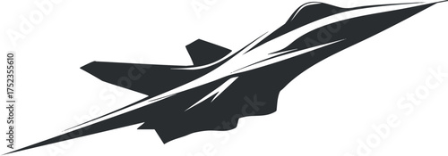 Silhouette of a sleek jet fighter airplane representing speed and advanced aviation technology.