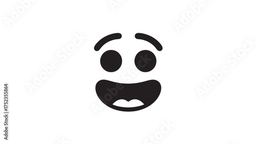 Happy face vector icon simple black glyph illustration isolated on white background for app and web design