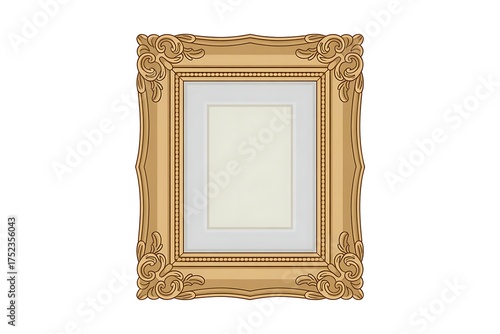 Ornate Gold Picture Frame with Decorative Swirls and Blank Space Ready for Your Masterpiece or Family Portrait a Classic Design