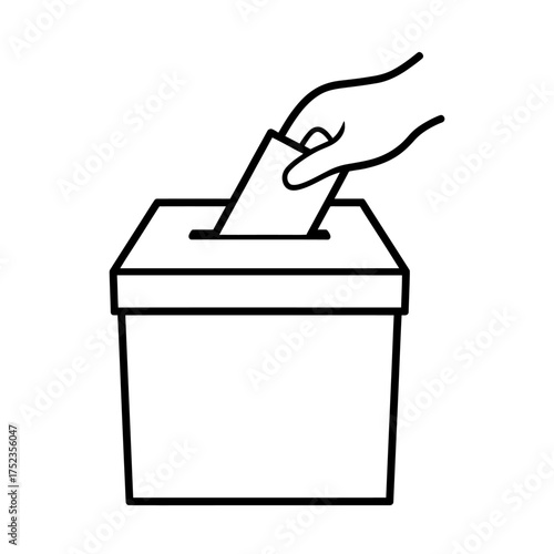 Hand placing ballot in ballot box symbolizing democracy and civic participation in elections representation of vote casting