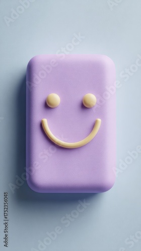 Purple Soap Smiling Face, Happy, Joyful, Positive, Cheerful.
