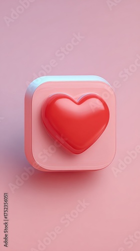 Red Heart Icon on Pink Background - Love and Affection.