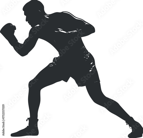 Silhouette of a boxer in action, showcasing strength and athleticism in a dynamic pose.