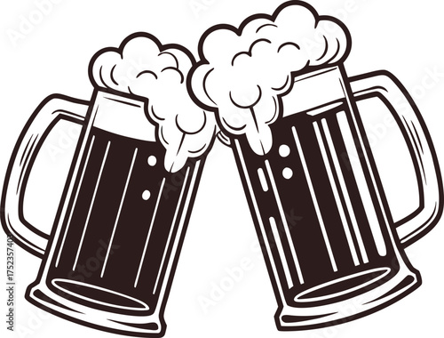 Beer mug silhouette Vector isolated on white background