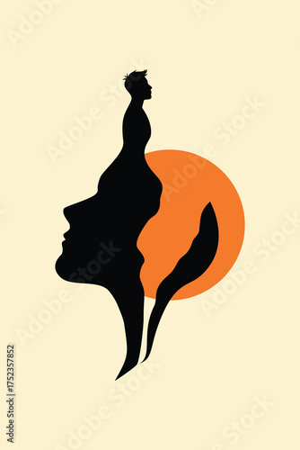 Abstract silhouette illustration symbolizing self reflection, inner child, and emotional growth