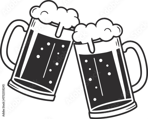 Beer mug silhouette Vector isolated on white background